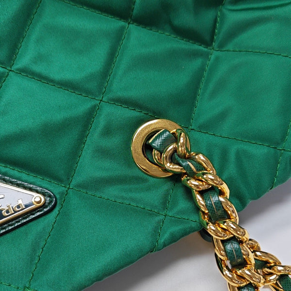 Quilted Nylon Tote Bag Green