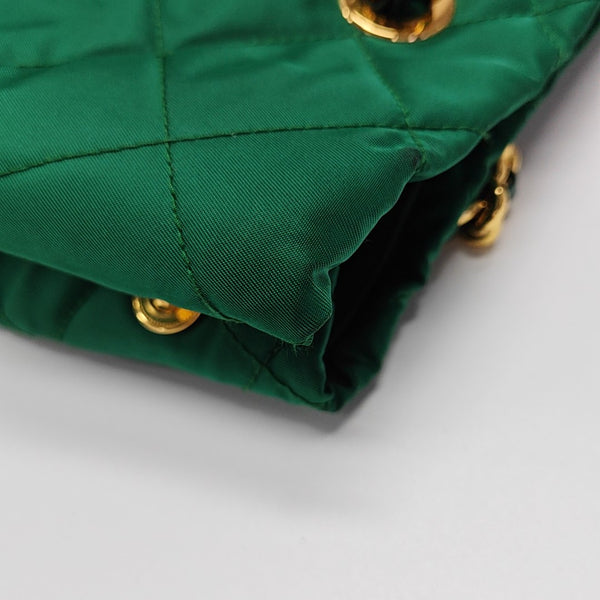 Quilted Nylon Tote Bag Green