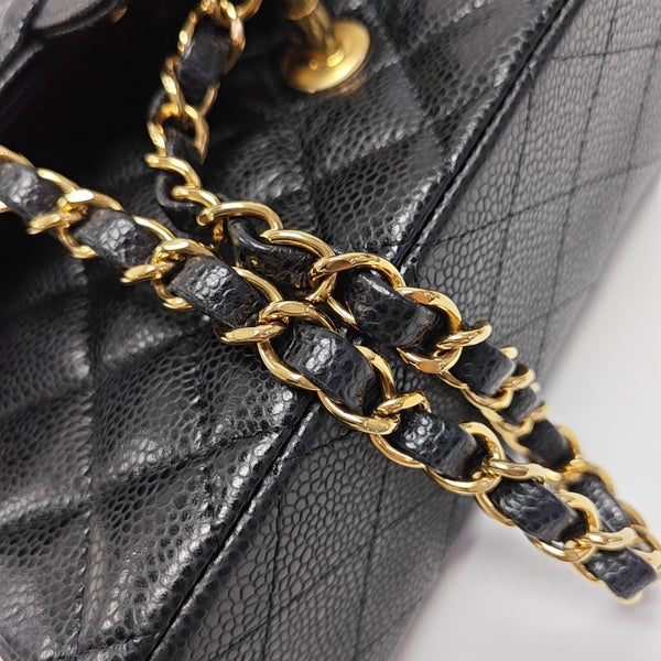 CLASSIC FLAP Small Quilted Grained Calfskin Black