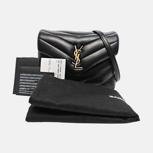 LOULOU Extra Small Chevron Calfskin Black