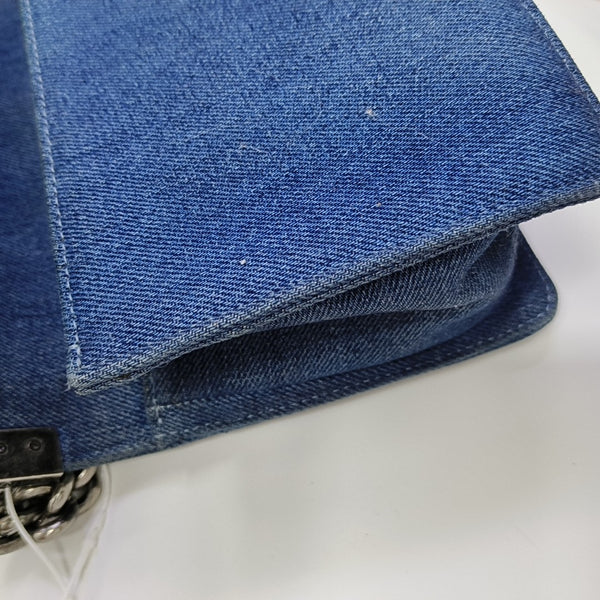 BOY CHANEL Medium Quilted Denim Blue