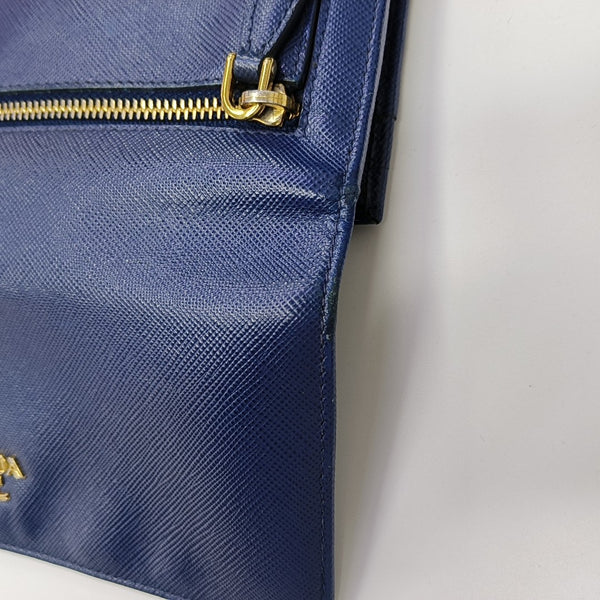 Mini Bag Saffiano Calfskin Blue Wallet