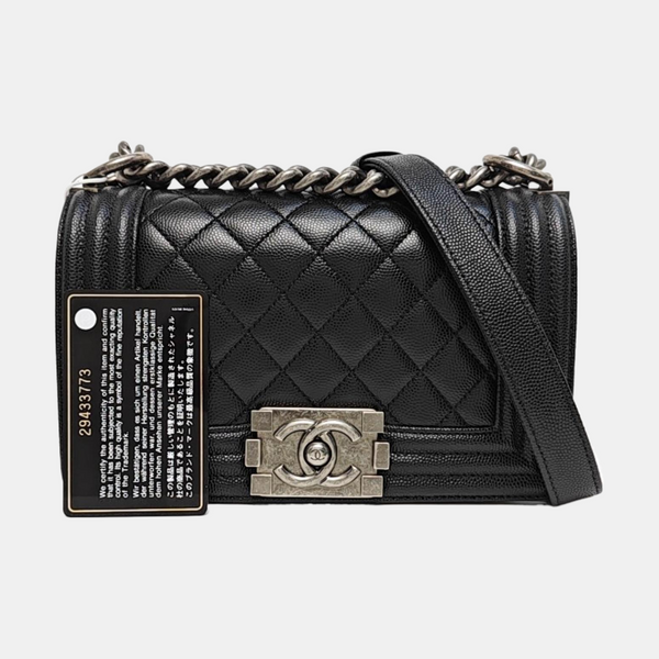 BOY CHANEL Small Quilted Grained Calfskin Black