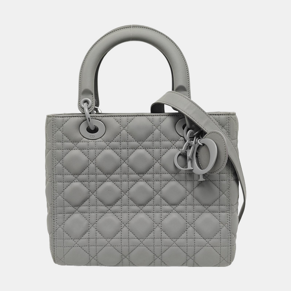 Lady Dior Medium Quilted Calfskin Gray