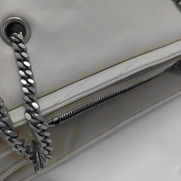 LOULOU Medium Chevron Calfskin White
