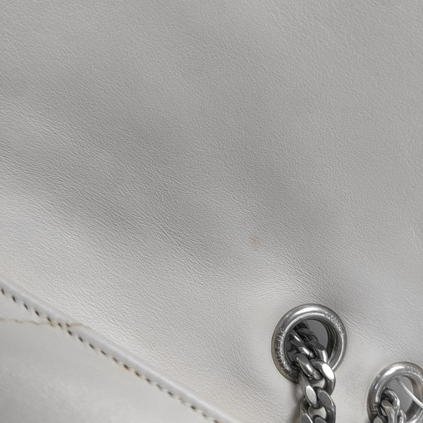 LOULOU Medium Chevron Calfskin White