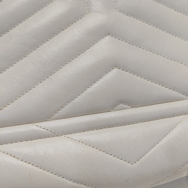LOULOU Medium Chevron Calfskin White