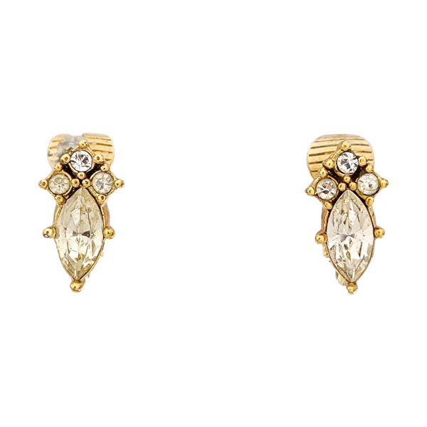 Authenticated pre-owned Gold-tone Metal Synthetic Crystal Clip-On Earrings - Earrings at Looply
