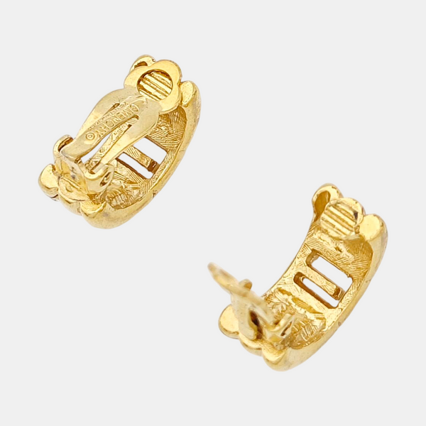Authenticated pre-owned G Link Gold-tone Metal Synthetic Crystal Clip-On Earrings - Earrings at Looply