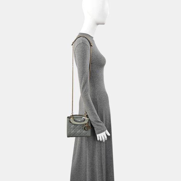Lady Dior Mini Cannage Patent Leather Green
