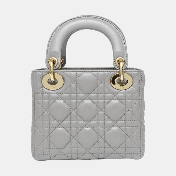 Lady Dior Mini Cannage Lambskin Gray