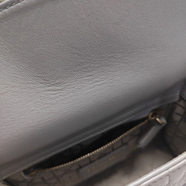 Lady Dior Mini Cannage Lambskin Gray