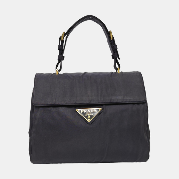 Nylon Top Handle Bag Blue