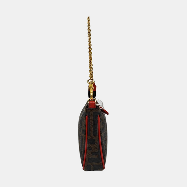 Coated Canvas Shoulder Bag Brown