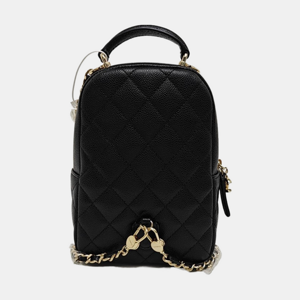Quilted Grained Calfskin Mini Black