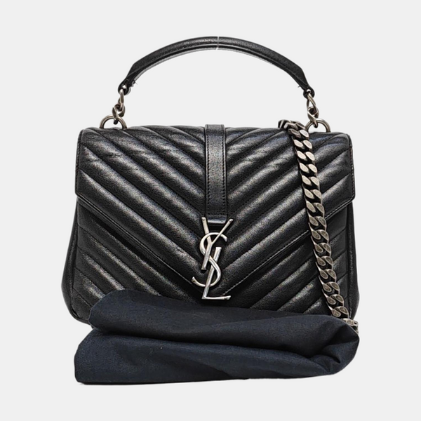 COLLEGE Medium Chevron Lambskin Black