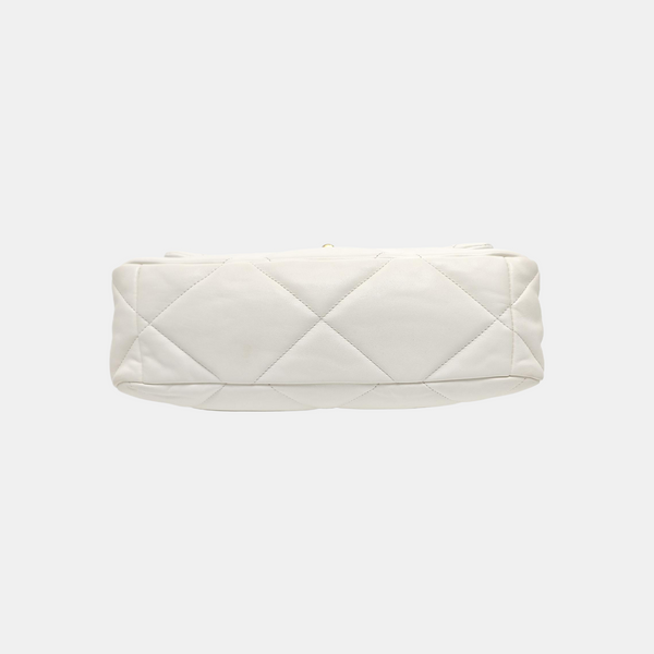 CHANEL 19 Large Quilted Lambskin White