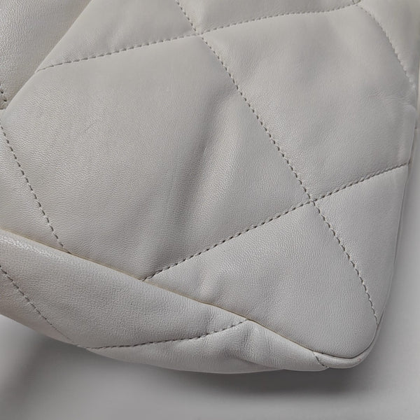 CHANEL 19 Large Quilted Lambskin White