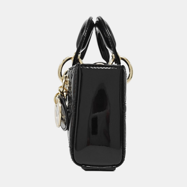 Lady Dior Super Mini Cannage Patent Leather Black