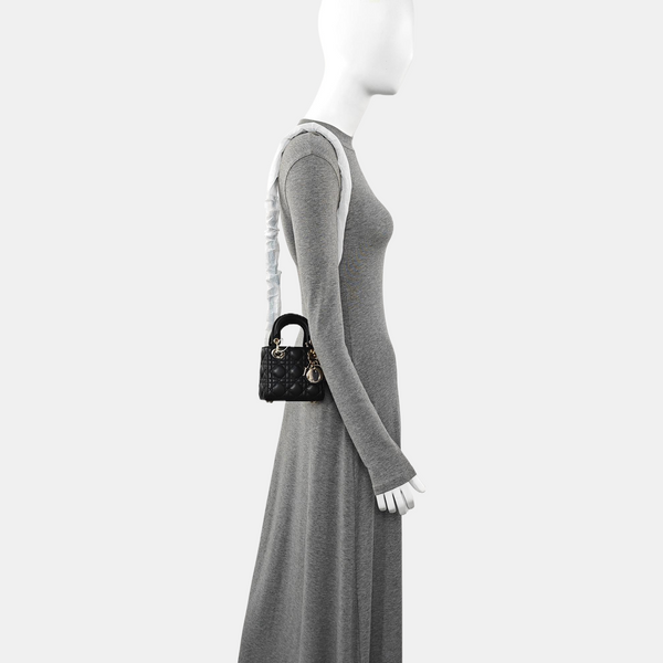 Lady Dior Super Mini Cannage Lambskin Black