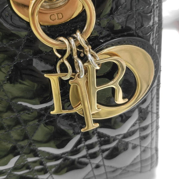 Lady Dior Medium Cannage Patent Leather Black