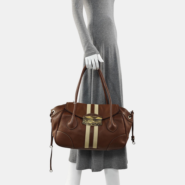 Calfskin Top Handle Bag Brown