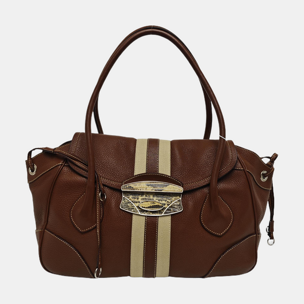 Calfskin Top Handle Bag Brown