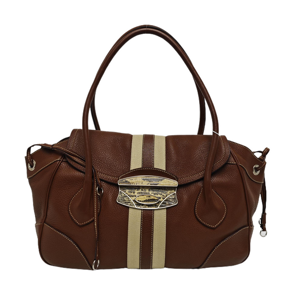 Calfskin Top Handle Bag Brown
