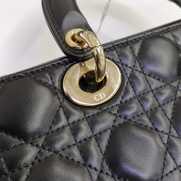 Lady D-Joy Small Quilted Lambskin Black