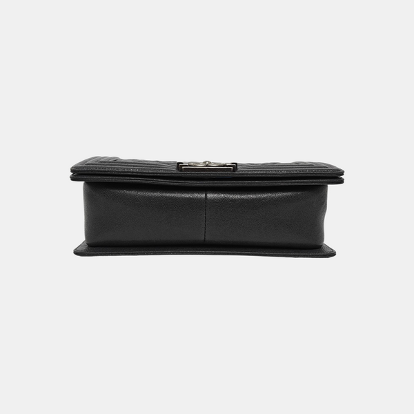 BOY CHANEL Medium Quilted Grained Calfskin Gray