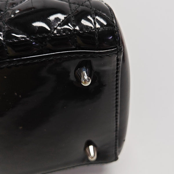 Lady Dior Medium Cannage Patent Leather Black