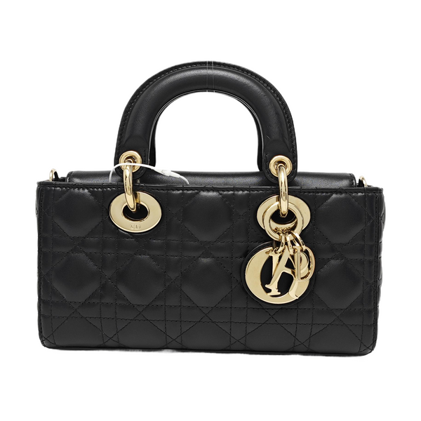Lady D-Joy Small Quilted Lambskin Black
