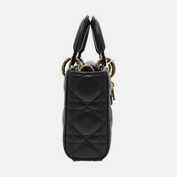 Lady D-Joy Small Quilted Lambskin Black