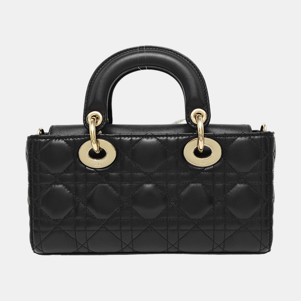 Lady D-Joy Small Quilted Lambskin Black