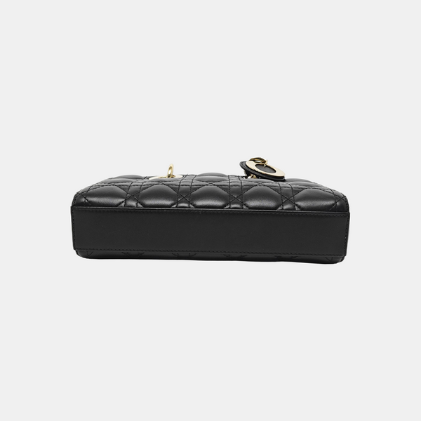 Lady D-Joy Small Quilted Lambskin Black