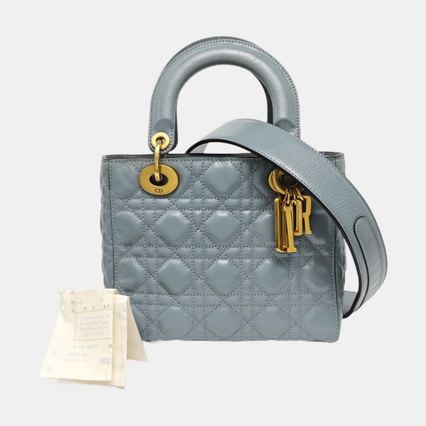 Lady Dior Small Cannage Patent Leather Blue