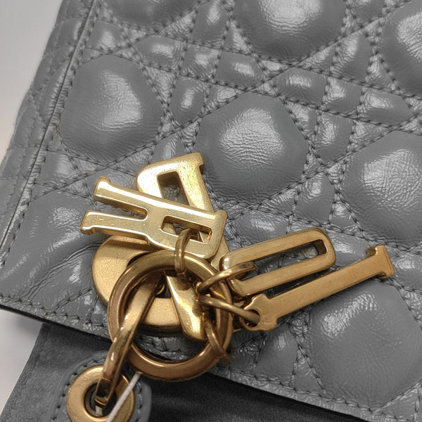 Lady Dior Small Cannage Patent Leather Blue