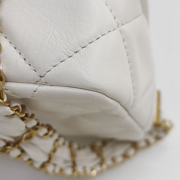 CHANEL 19 Small Quilted Calfskin White