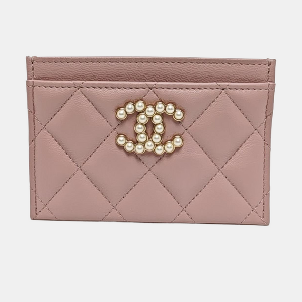 CHANEL 19 Small Quilted Lambskin Pink Card Holder