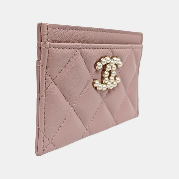 CHANEL 19 Small Quilted Lambskin Pink Card Holder