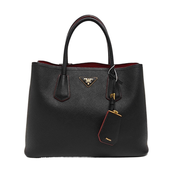 Double Medium Saffiano Calfskin Black