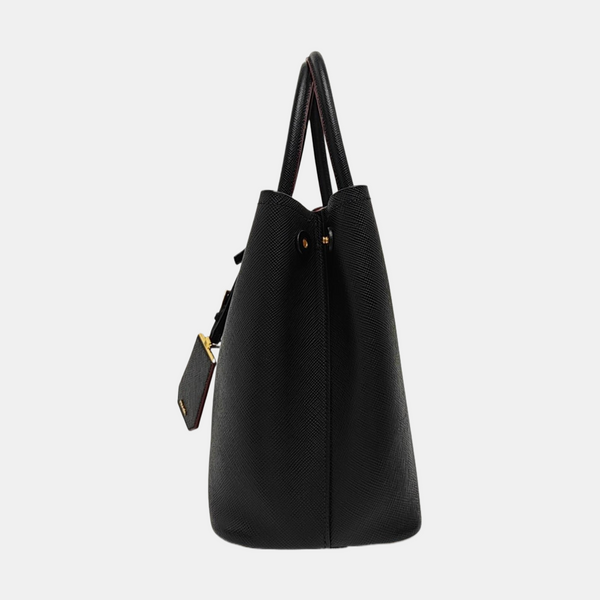 Double Medium Saffiano Calfskin Black