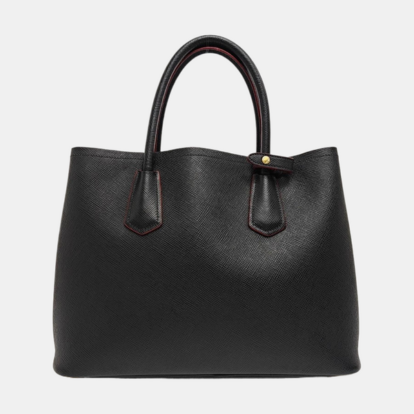 Double Medium Saffiano Calfskin Black