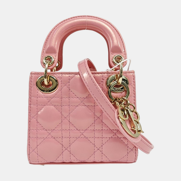 Lady Dior Mini Cannage Patent Leather Pink