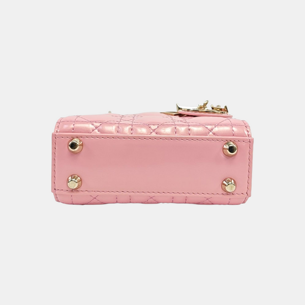 Lady Dior Mini Cannage Patent Leather Pink