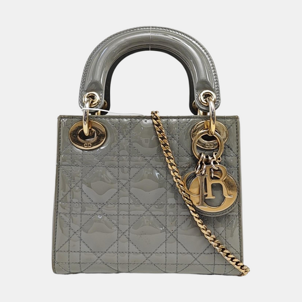 Lady Dior Mini Cannage Patent Leather Green