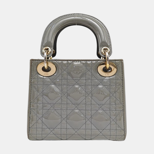 Lady Dior Mini Cannage Patent Leather Green