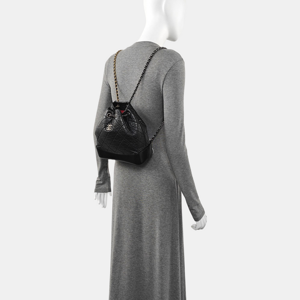 GABRIELLE Small Quilted Calfskin Black