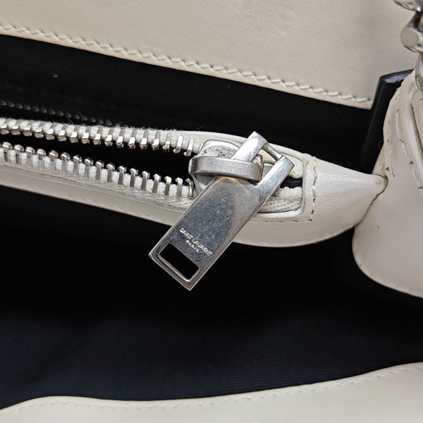 LOULOU Medium Chevron Calfskin White
