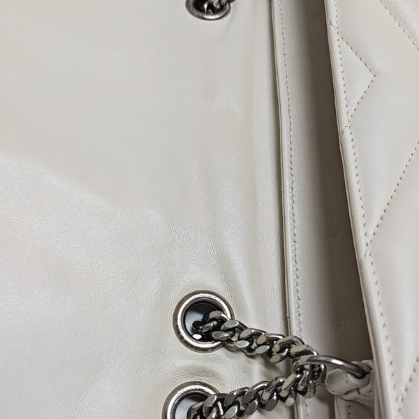 LOULOU Medium Chevron Calfskin White